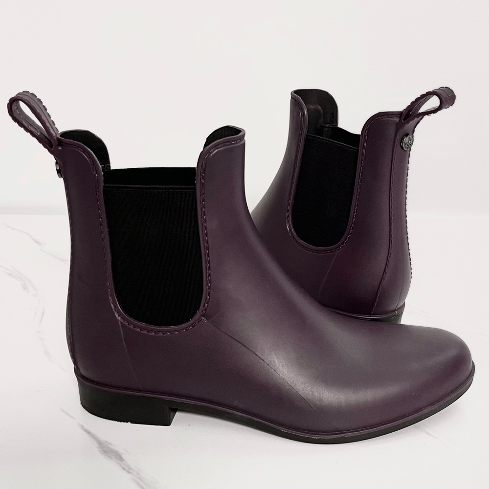 Sam Edelman Tinsley Boots Rubber Rain Ankle Booties Maroon Purple Size 7